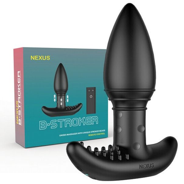 Nexus B-STROKER Vibrating Butt Plug with Anal Strokers | Black