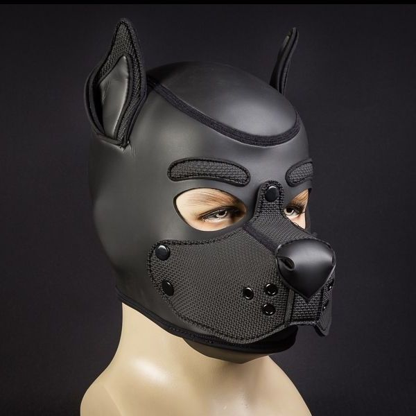 Mr S Leather Neoprene K9 Puppy Hood | Black/Black