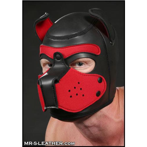 Mr S Leather NEOPRENE Puppy Hood | Black & Red