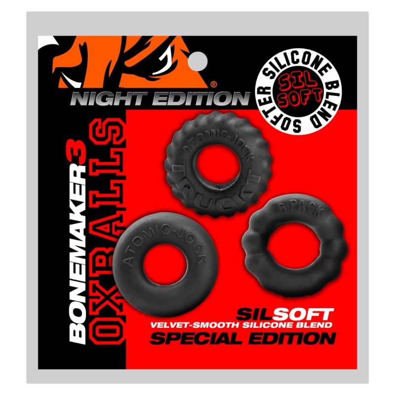 Oxballs Bonemaker Cockrings 3 pack | Night Black