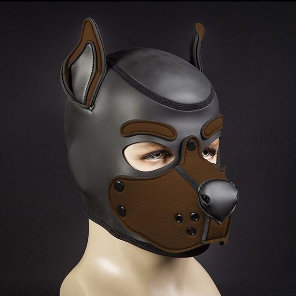 Mr S Leather Neoprene K9 Puppy Hood | Black/Brown