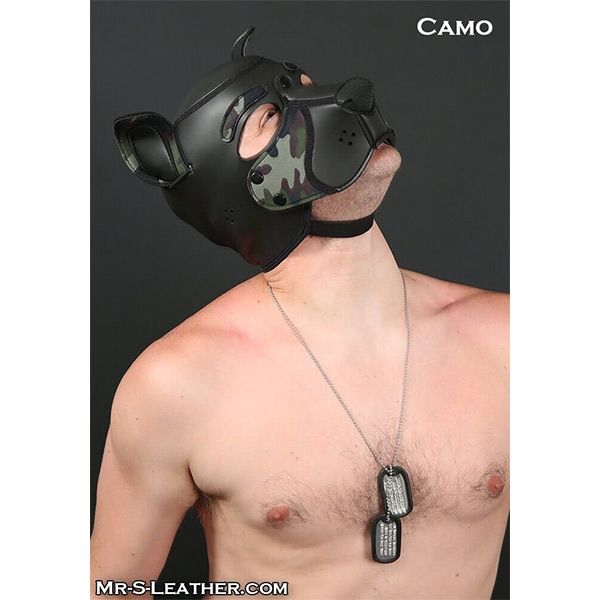 Mr S Leather NEOPRENE FRISKY Puppy Hood | Black & Camo