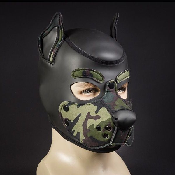 Mr S Leather Neoprene K9 Puppy Hood | Black/Camo