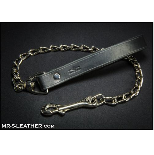 Mr S Leather Chain LEASH with Leather Grip