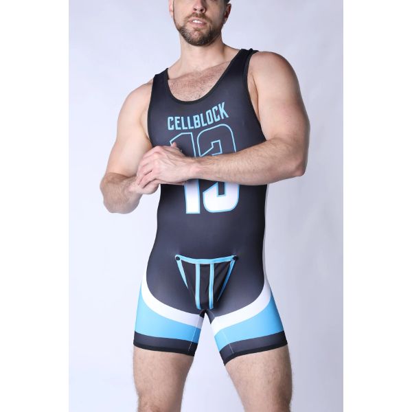 Timoteo Chain Reaction Singlet Jock | Blue