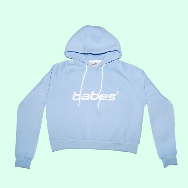 BABES CROPPER HOODIE | Powder Blue