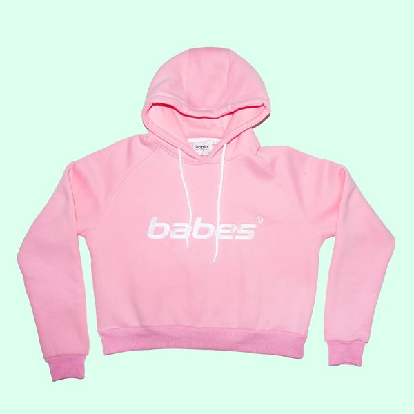 BABES CROPPER HOODIE | Powder Pink