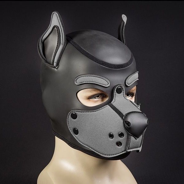 Mr S Leather Neoprene K9 Puppy Hood | Black/Grey