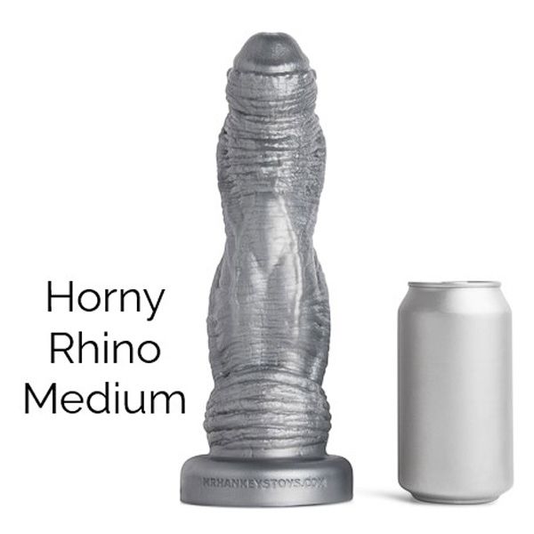 Mr Hankeys' HORNY RHINO Dildo: Medium | Gun Metal