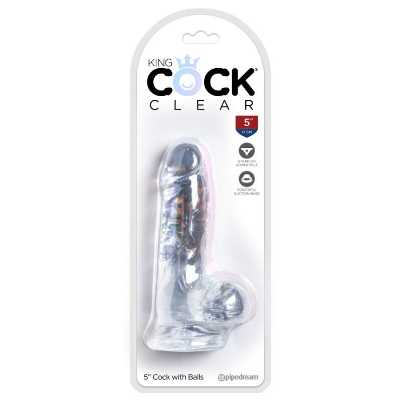 KING COCK Dildo with Balls: Clear | 5 inches