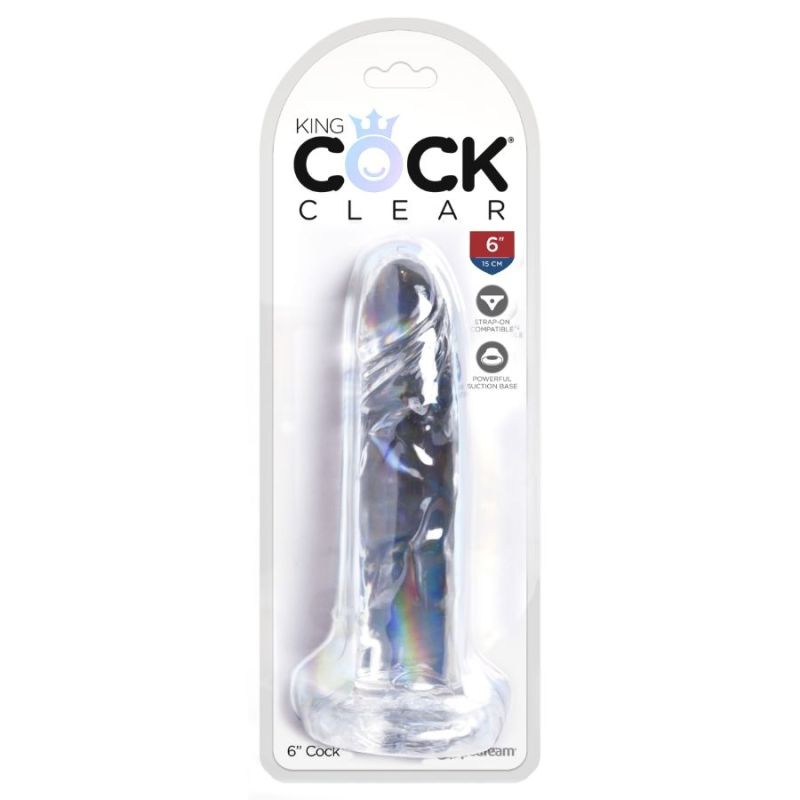 KING COCK Realistic Dildo: Clear | 6 inches