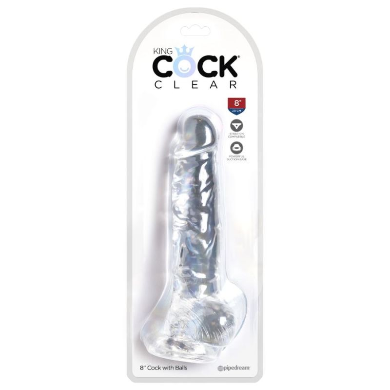 KING COCK Dildo with Balls: Clear | 8 inches