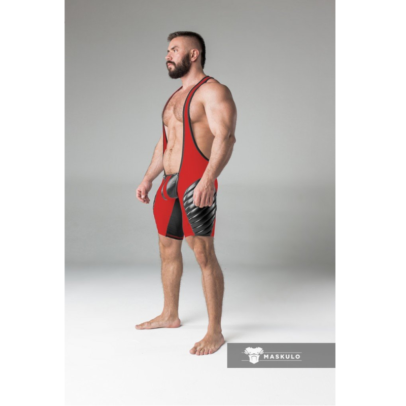 Maskulo Backless Singlet Red Black
