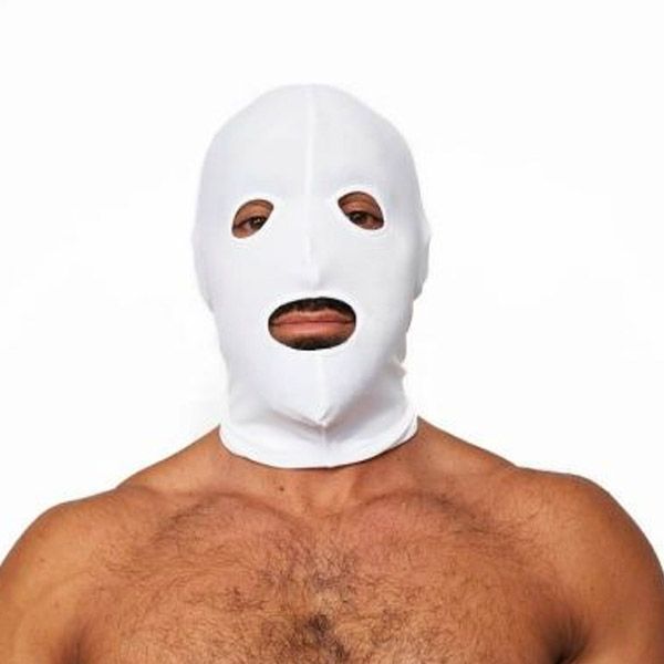 Mister B Lycra Hood Eyes and Mouth Open - White