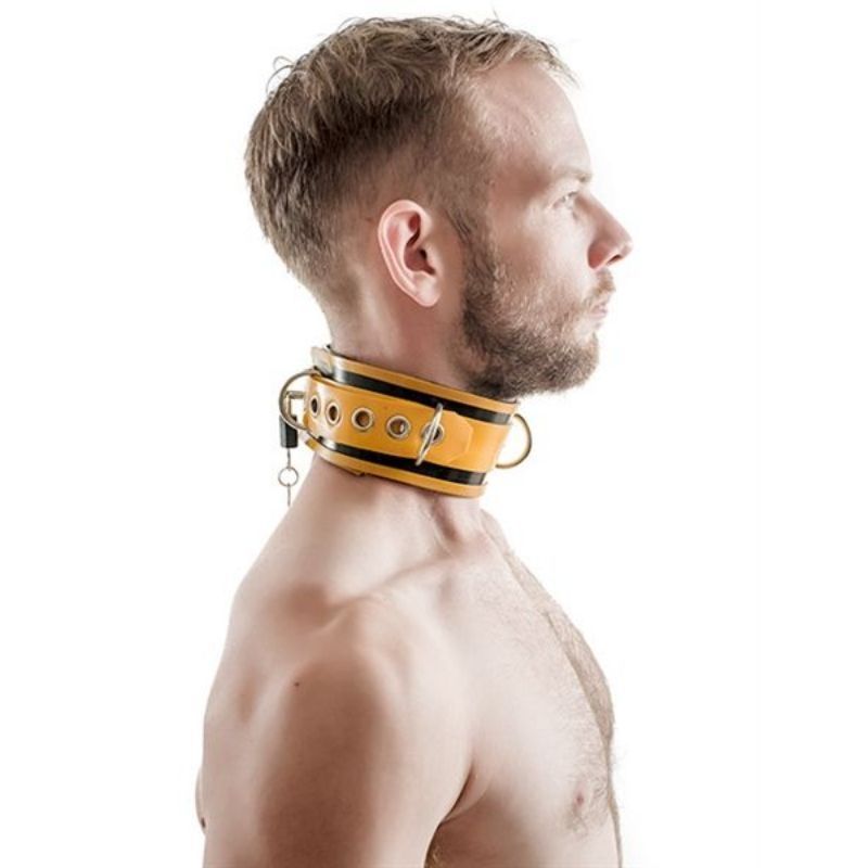 Mister B RUBBER COLLAR Lockable | Yellow & Black