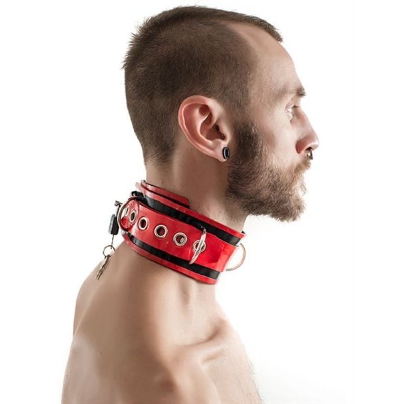 Mister B RUBBER COLLAR Lockable | Red & Black