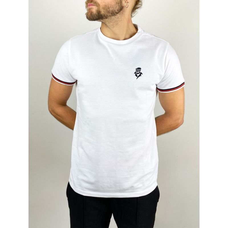 Master Of The House Pique LEATHER MAN T-Shirt | White