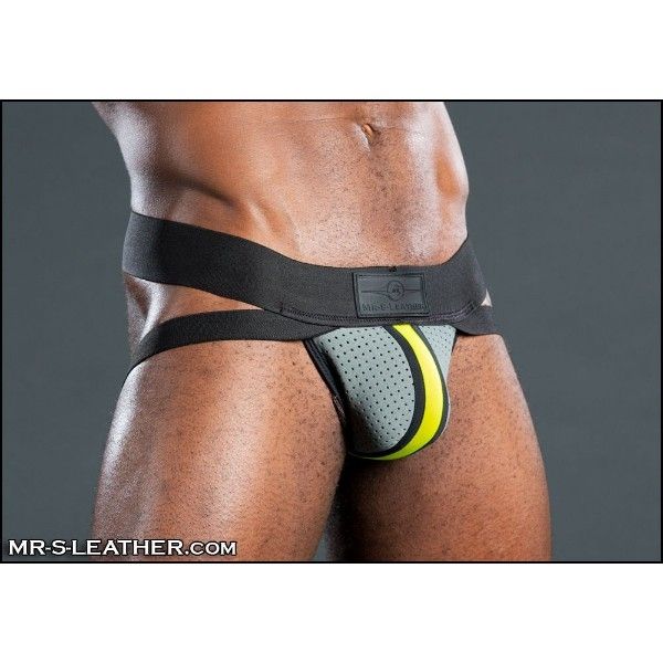 Mr S Leather NEO AIR MESH Jock | Grey & Yellow