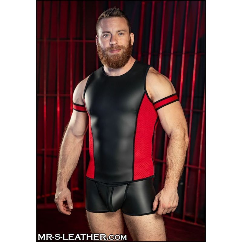 Mr. S Leather NEO MUSCLE Tank | Red & Black 
