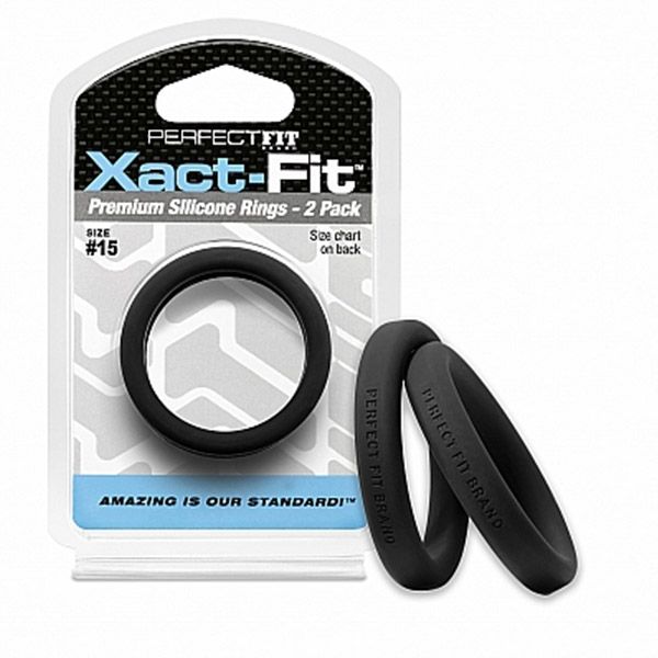 Perfect Fit Number 15 Xact-Fit Cockring 2-Pack | Black