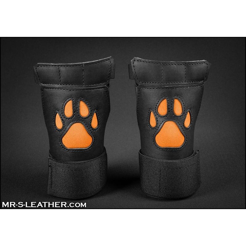 Mr S Leather OPEN PAW Puppy Gloves | Neon Orange