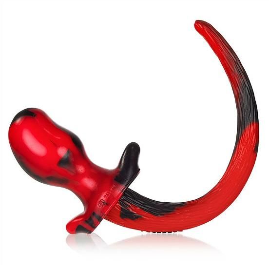 Oxballs BEAGLE Puppy Tail Butt Plug | Red & Black Swirl