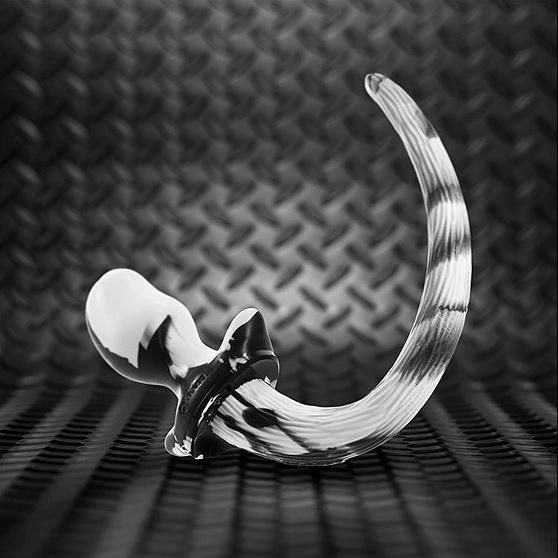 Oxballs BULLDOG Puppy Tail Butt Plug | White & Black Swirl