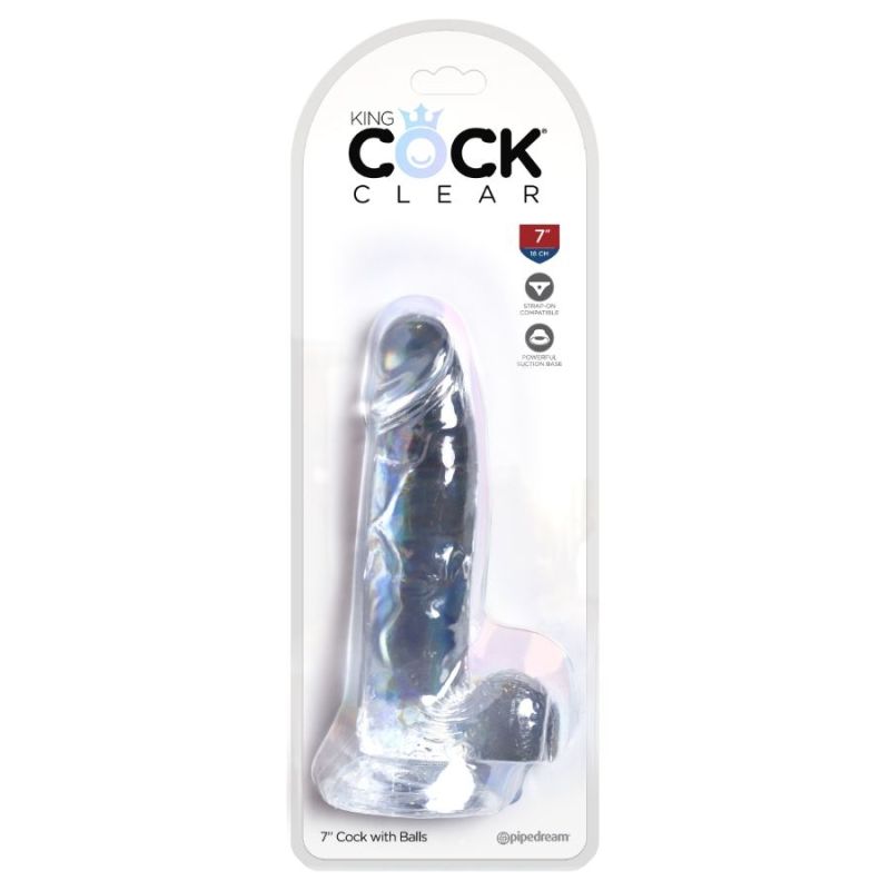 KING COCK Dildo with Balls: Clear | 7 inches