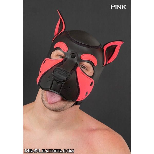 Mr S Leather NEOPRENE FRISKY Puppy Hood | Black & Pink