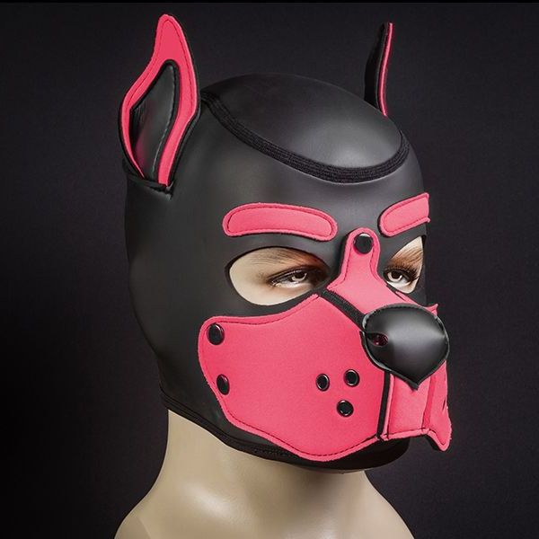 Mr S Leather Neoprene K9 Puppy Hood | Black/Pink