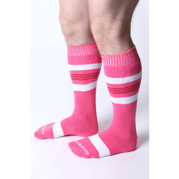 Cell Block 13 Tight End Knee High Socks | Pink