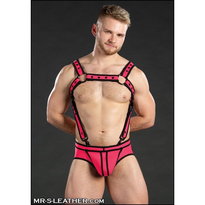  Mr S Leather NEOPRENE NEO BOLD Crossbow Body Harness | Pink