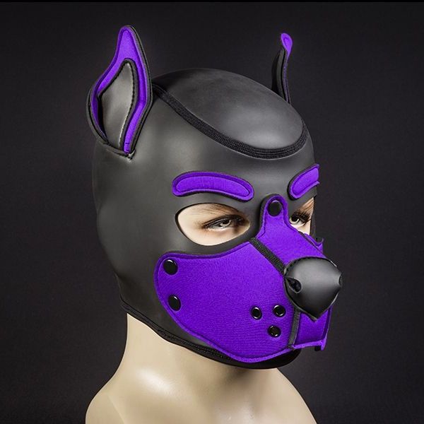 Mr S Leather Neoprene K9 Puppy Hood | Black/Purple