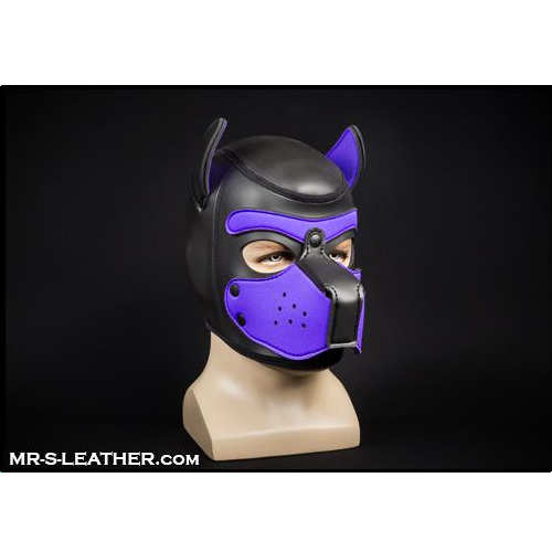 Mr S Leather NEOPRENE Puppy Hood | Black & Purple