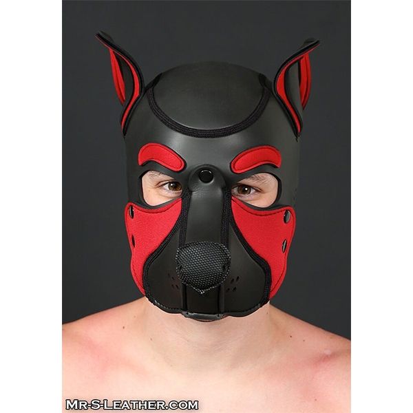 Mr S Leather NEOPRENE FRISKY Puppy Hood | Black & Red