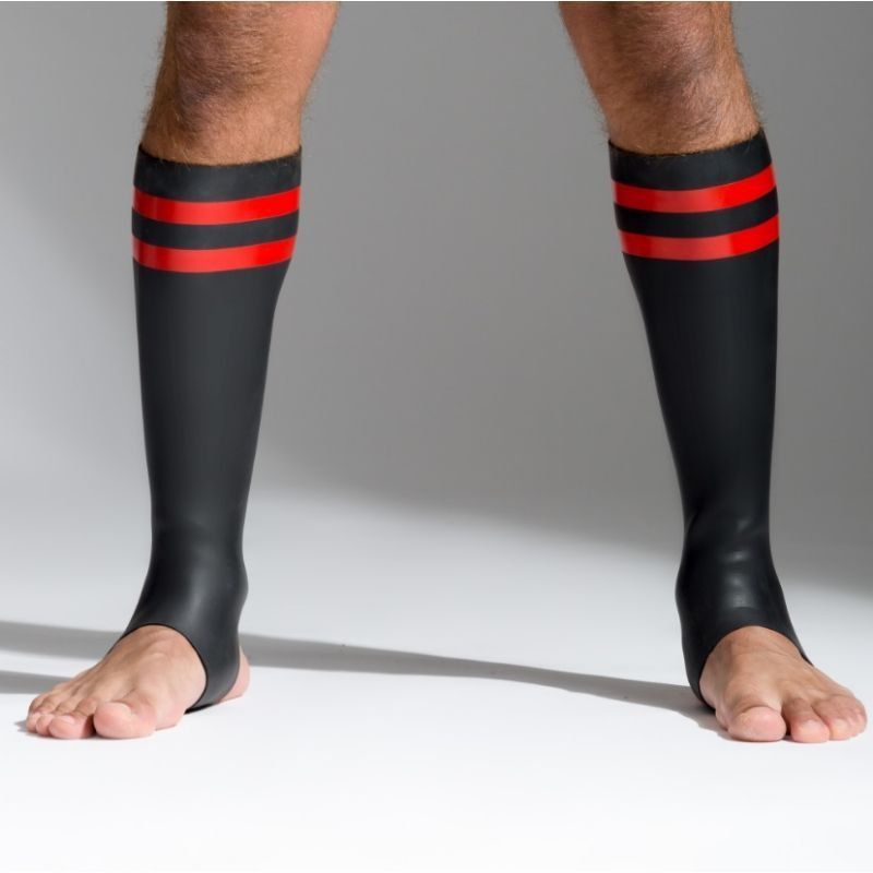 665 INC Neoprene Racer Socks | Black & Red Stripes