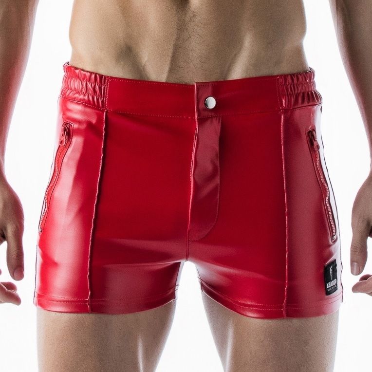 LEADER Nauti Boy Faux Leather Shorts Men s Designer Fashion