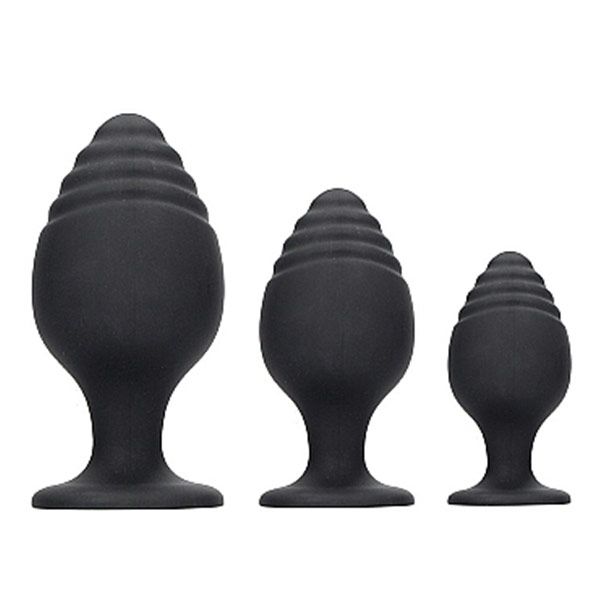 Rippled Butt Plug Set - Black