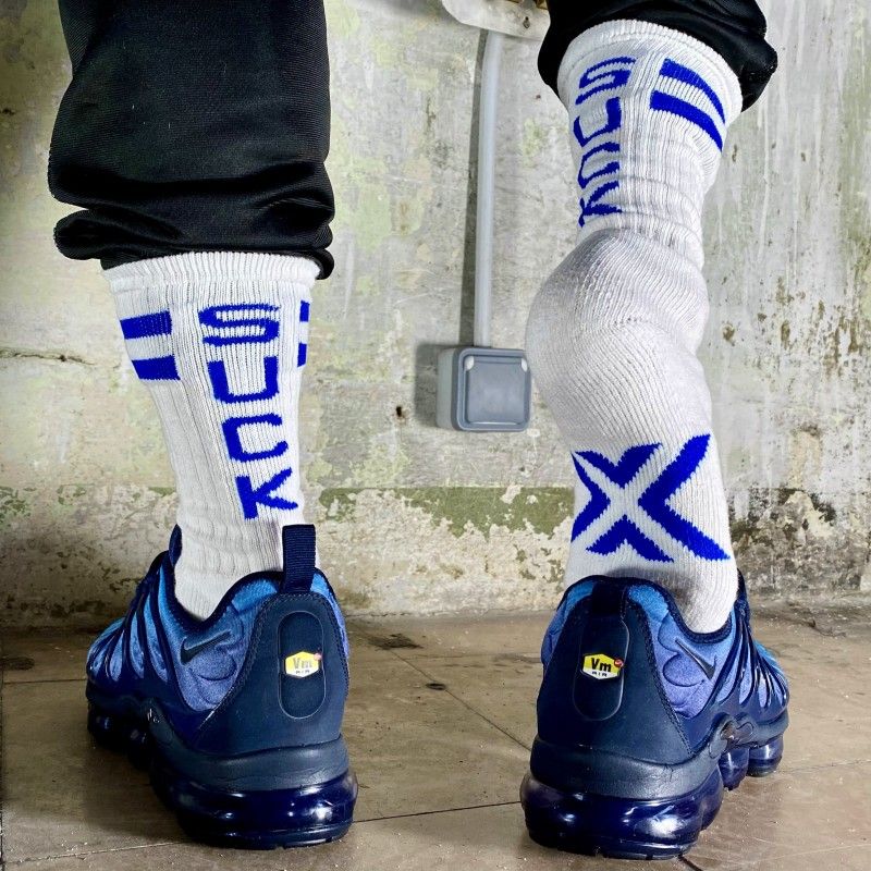 Boxer Barcelona Skater Socks White/Royal Blue | SUCK