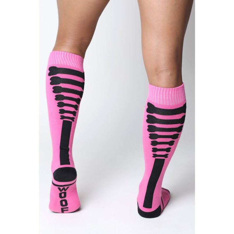 Cell Block 13 KENNEL CLUB Bones Knee High Sock | Pink