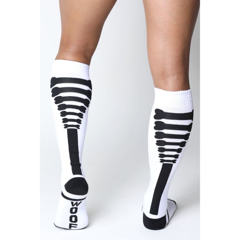 Cell Block 13 KENNEL CLUB Bones Knee High Sock | White