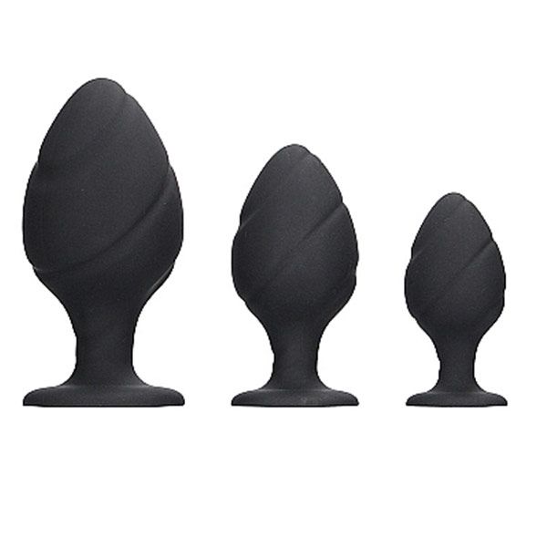 Swirled Butt Plug Set - Black