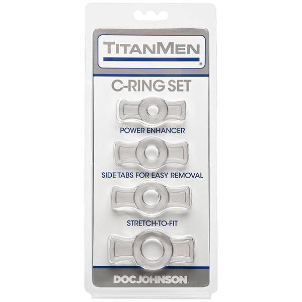 TitanMen Tools | Cock Ring Set Clear with Easy Grip Tabs: Clear