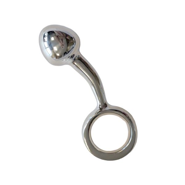 Titus Ergo Curved Butt Plug with Finger Ring: Medium | Stainless Steel