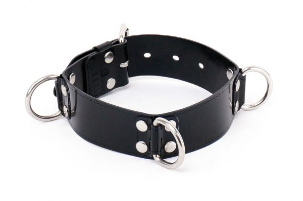 VAST Bondage Collar 3 D-Rings | Black