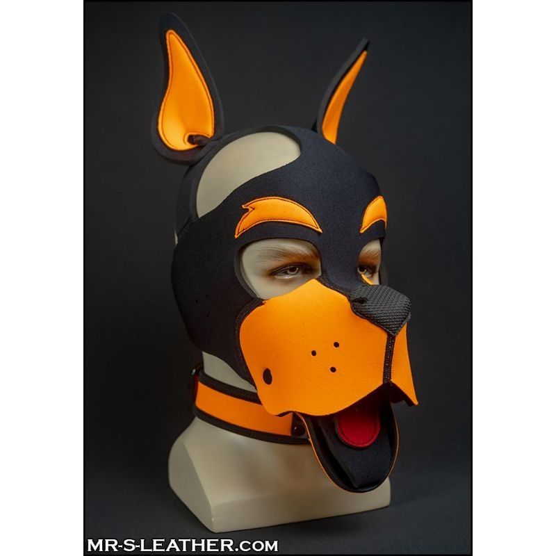 Mr S Leather Neo WOOF! Head Harness | Black & Orange