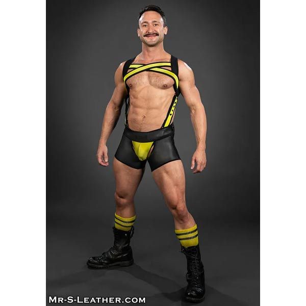Mr.S Leather X-Factor Bold Color Body Harness | Yellow