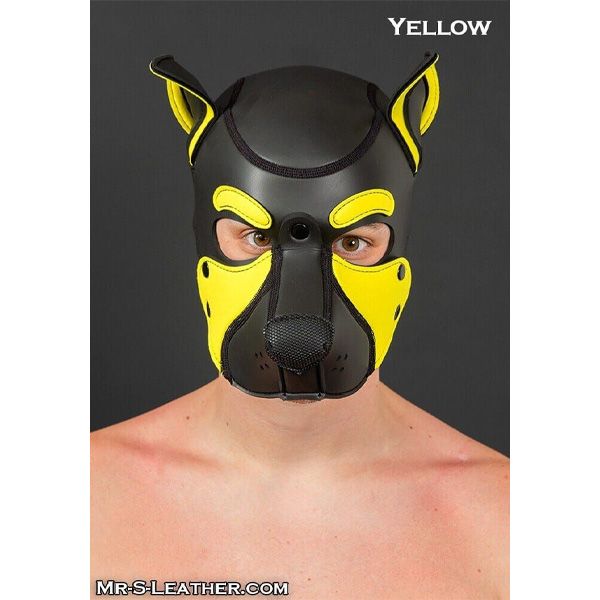 Mr S Leather NEOPRENE FRISKY Puppy Hood | Black & Yellow