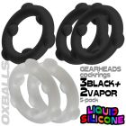 Oxballs GEARHEADS Silicone Cockrings 5 Pack | Black/Vapor