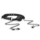 Easytoys Fetish Collection - Open Ball Gag with Nipple Clamps